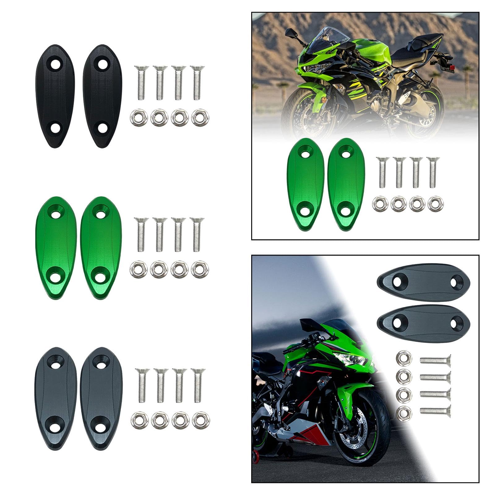 ATORSE Motorcycle Rearview Mirror Block Off Base Plates Set for